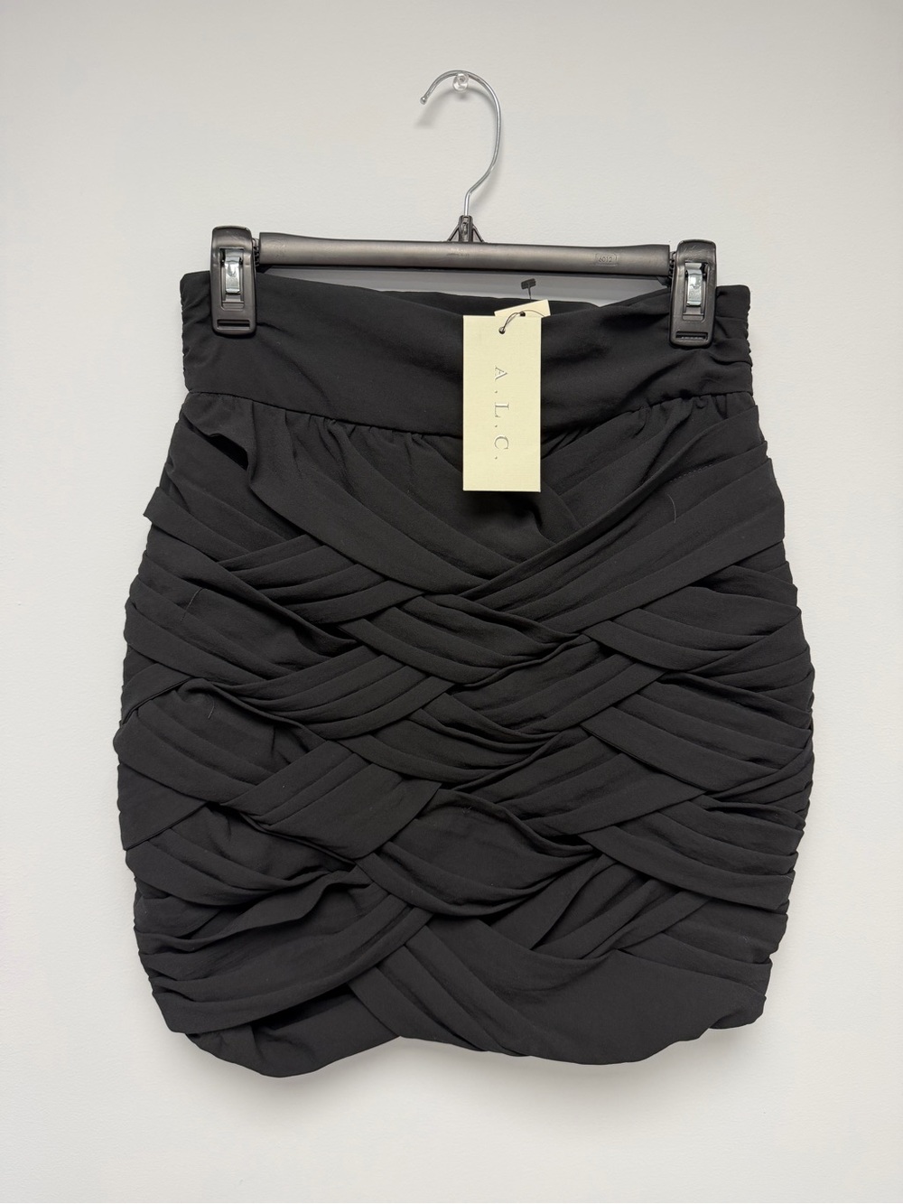 A.L.C. Black Braided Panel Mini Skirt